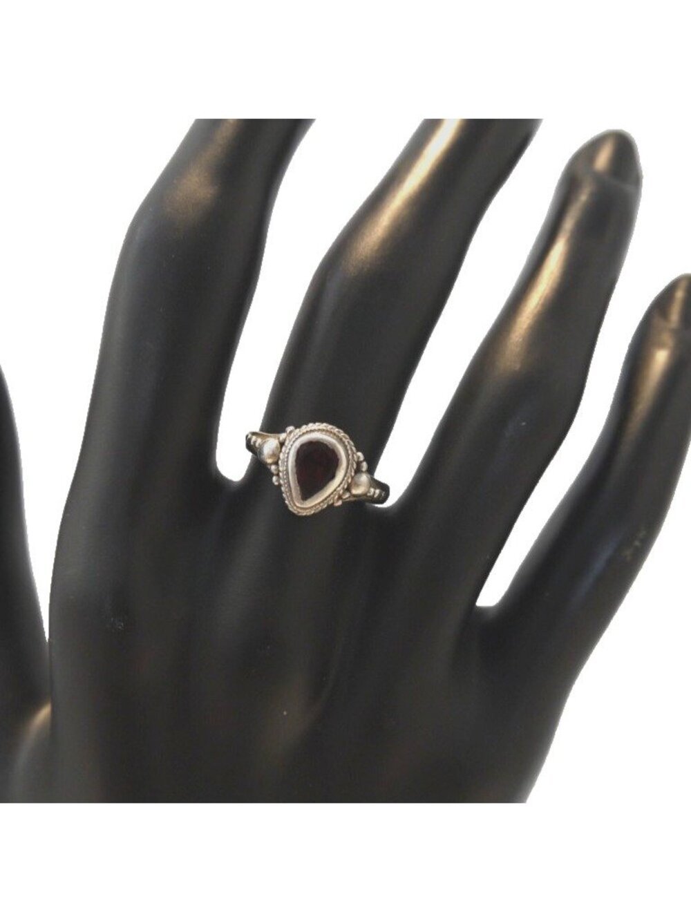 Vintage handmade 925 Silver ring with unknown dark red stone size 6.25